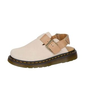 Dr. Martens Cream Suede Slingback Clog with Tan Buckle Strap